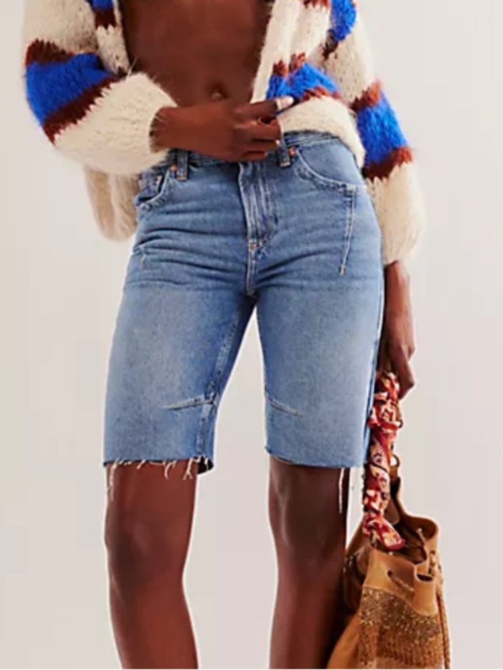 FREE PEOPLE WE THE FREE GHOST TOWN LONG SHORTS size 0 25 Denim Jean